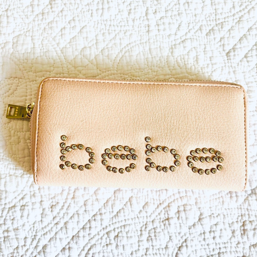 ❤️EXTRA 50% OFF❗️Bebe Studded Light Pink Wallet with Gold Studded Logo MSRP $69
